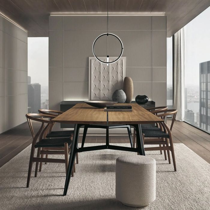 stanza moderna con tavolo legno